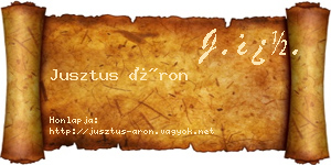 Jusztus Áron névjegykártya