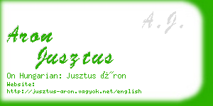 aron jusztus business card